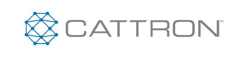 Logotipo Cattron en azul y gris